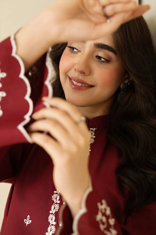 Claret Emb Farshi Shalwar Set 2pc