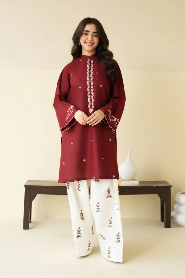 Claret Emb Farshi Shalwar Set 2pc