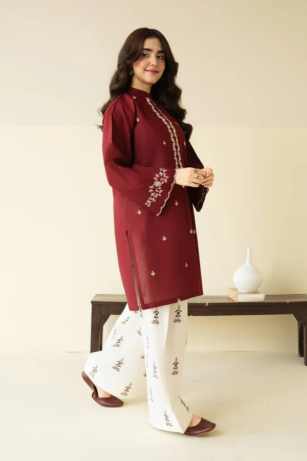 Claret Emb Farshi Shalwar Set 2pc