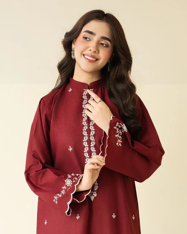 Claret Emb Farshi Shalwar Set 2pc