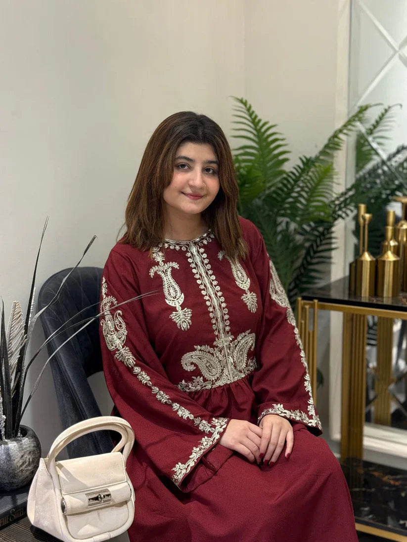 Alisbha Maroon Embroidered 2pc