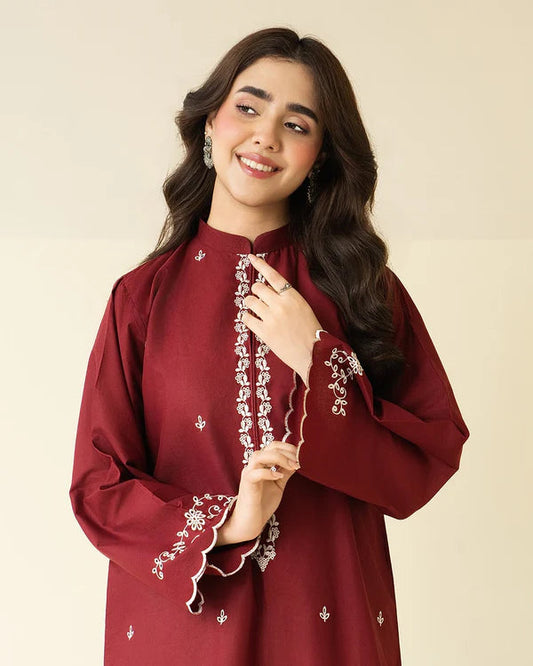 Claret Emb Farshi Shalwar Set 2pc